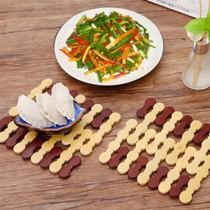 Modern Minimalist Square Bamboo Placemat Heat Resistant Foldable Trivet For Dining Table Hot Pots Bowls Pan Coaster Decorative Mat Home Decor