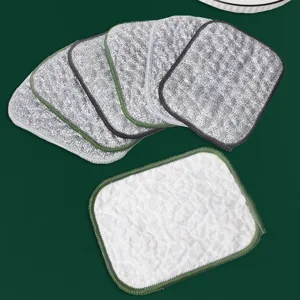 Double layer thickened silver wire dish cloth kitchen cleaning rag absorbent scrub cloth.