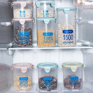 Plastic Sealed Fresh Keeping Box Transparent Cereal Storage Jar Kitchen Food Container With Lid And Scale
