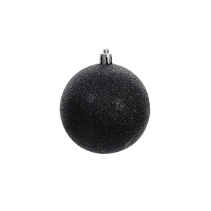 Elegant black Christmas bauble ornament with a shimmering glitter finish for tree decor