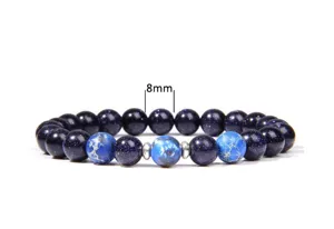 8mm blue goldstone and imperial jasper beaded bracelet yoga healing gemstone jewelry