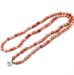 Collana di perle di preghiera mala in pietra naturale da 108 perle 8mm con ciondolo.