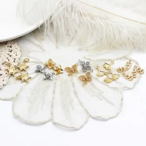 Gold Plated Copper Butterfly Ginkgo Leaf Star Flower Dollar Sign Charms For DIY Jewelry Making Necklaces Earrings Accessories