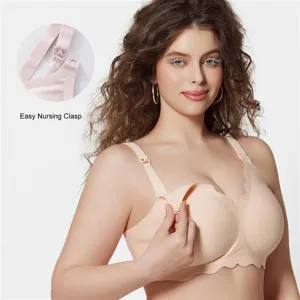 Soutien-gorge d'allaitement sans armatures avec clips faciles et beau bord festonné.