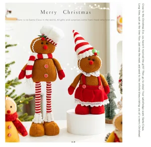 Adorable plush gingerbread man and girl Christmas dolls for festive holiday home decor