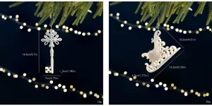 Detailed size and weight of white filigree key and sleigh Christmas tree ornaments