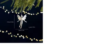 Dimensions of white angel fairy Christmas tree hanging ornament in cm and inches