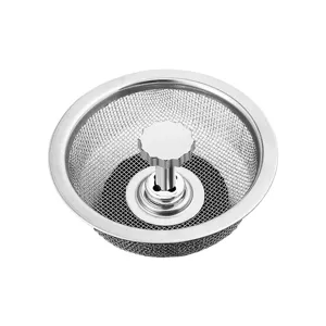 Cestello filtro per lavello da cucina in acciaio inossidabile con pomello centrale per rifiuti.