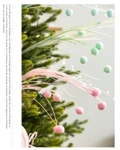 Close-up of colorful pom-pom Christmas tree decorative firework willow branches