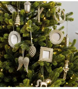 Weihnachtsbaum hängende Ornamente Gold Harz Bilderrahmen Nussknacker Tannenzapfen Set