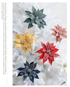 Artificial velvet Christmas poinsettia flowers in various colors for tree decor