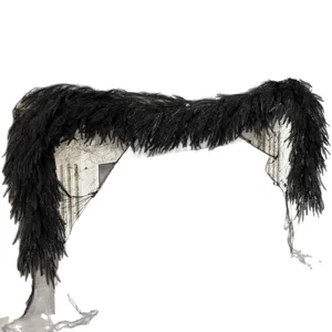 Artificial black Norfolk pine garland for Halloween fireplace and home mantle decoration