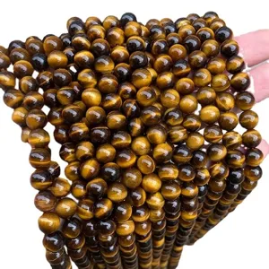 7A grade natural yellow tiger's eye stone round loose beads for DIY jewelry making