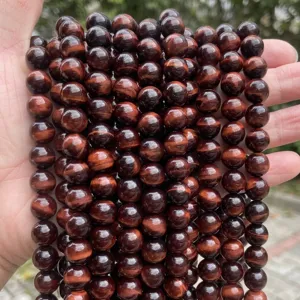 Natural Red Tiger Eye Stone Round Loose Beads For DIY Jewelry Making Bracelet Necklace Gemstone Semi-Finished Polished Beads