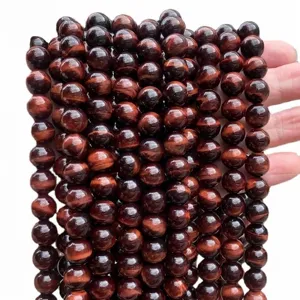 Polished natural red tiger eye stone round beads strands for DIY handmade jewelry making
