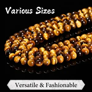 Perles rondes en œil de tigre jaune naturel pour la création de bijoux sur fond noir