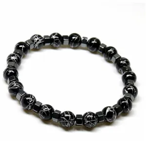 Pulsera de cuentas de yoga de mármol blanco y negro de 8 mm con espaciadores.