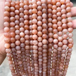 Natürliche 7A Sonnenstein Orangen-Mondstein Rundperlen für DIY-Schmuck