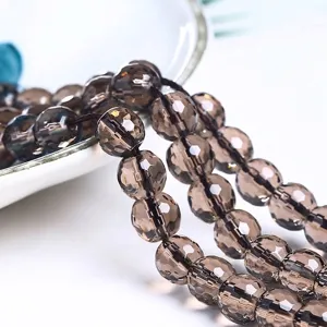 Cuentas Redondas Facetadas de Cuarzo Ahumado Sintético Cristal K9 Cuentas Sueltas Para Hacer Joyas DIY Accesorios Hechos a Mano