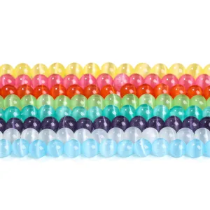 Multicolor Cat Eye Beads Round Loose Beads For DIY Jewelry Making Bracelet Necklace Accessories Handcrafted Stone Beads Wholesale