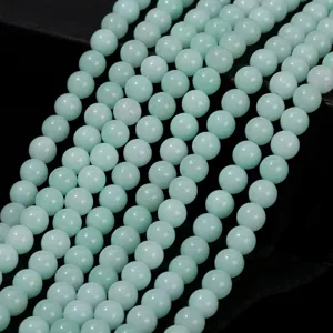Premium mint green round chalcedony beads for DIY handmade jewelry and accessories