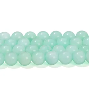 Light green imitation amazonite jade round beads for DIY bracelet jewelry making