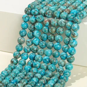Natural African Blue Turquoise Round Loose Beads Optimized Stone Strand Beads For DIY Jewelry Making Bracelet Necklace Accessories