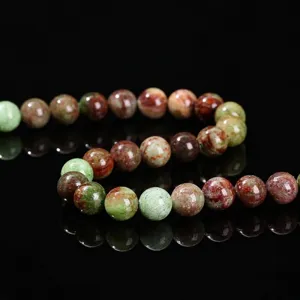 Natural green and red patterned rainforest jasper round loose beads for DIY jewelry making