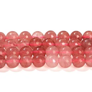 High-quality 8mm natural pink strawberry quartz round loose beads for DIY jewelry making
