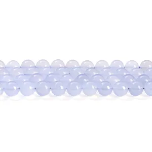 Natürliche blaue Chalcedon-Rundperlen mit eisiger Textur für DIY-Schmuckherstellung