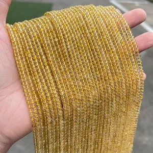 Strands of 3mm natural golden rutilated quartz round beads for DIY jewelry making