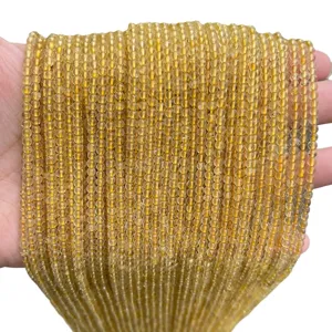 Natural 3mm golden rutilated quartz crystal round beads for DIY jewelry making projects