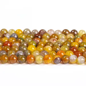 Premium brown dragon vein crackle agate round beads for DIY handmade jewelry accessories