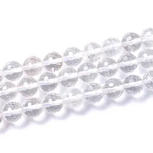 Tira de cuentas de cristal de roca natural facetado para la creación de joyas DIY