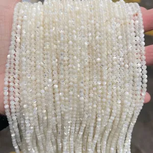 Natural white iridescent round pearl shell beads for DIY necklace and bracelet jewelry making