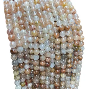 Natural red rutilated quartz round loose beads for DIY jewelry making accessories