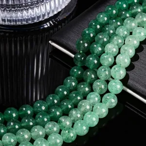 Natural Strawberry Quartz Crystal Loose Beads Round Gemstone Spacer Beads For DIY Jewelry Making Bracelet Necklace Findings