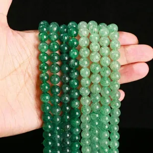 Natural green strawberry quartz 8mm round crystal beads for DIY jewelry making