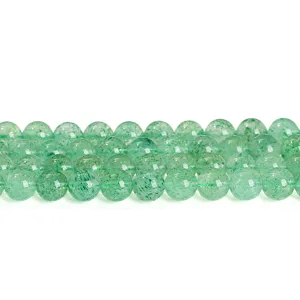 Natural 8mm green strawberry crystal round loose beads for DIY jewelry making crafts.