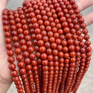 Natural South Red Agate Loose Beads Round Polished Gemstone For Jewelry Making DIY Bracelets Necklace Accessories Elegant Red Beads