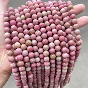 Natural Rhodonite Beads Red Wood Grain Round Loose Beads For DIY Bracelet Necklace Jewelry Making Handcraft Accessories