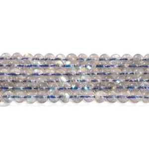 Natürliche 6mm graue Mondstein-Loseperlen mit blauem Schimmer für DIY-Schmuckherstellung