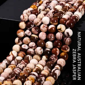 Natural Australian Zebra Jasper Round Loose Beads Stripe Gemstone Beads For DIY Jewelry Making Bracelet Accessories