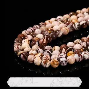 Natural Zebra Jasper round stone beads for DIY jewelry making and handmade crafts