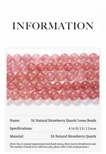 Detailed macro view of 3A natural strawberry quartz round loose beads for jewelry making