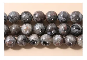 Detailed close-up showing natural stone patterns on Flame Stone round beads for DIY jewelry.