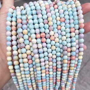 Cuentas redondas de piedra Alashan de alta calidad en colores caramelo para joyería
