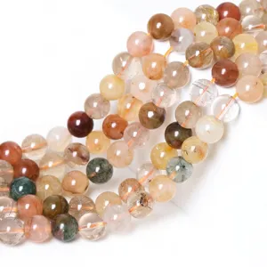 Natural multi-color rutilated quartz round beads for DIY jewelry making