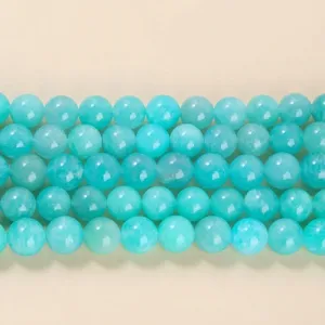 High quality natural icy blue Amazonite round loose beads for DIY handmade jewelry making
