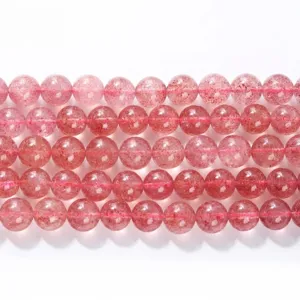 Natural 3A grade strawberry quartz round loose beads for DIY jewelry and bracelets